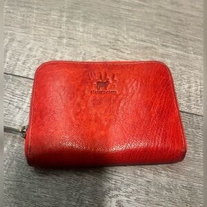Will Leather Goods red zip around wallet